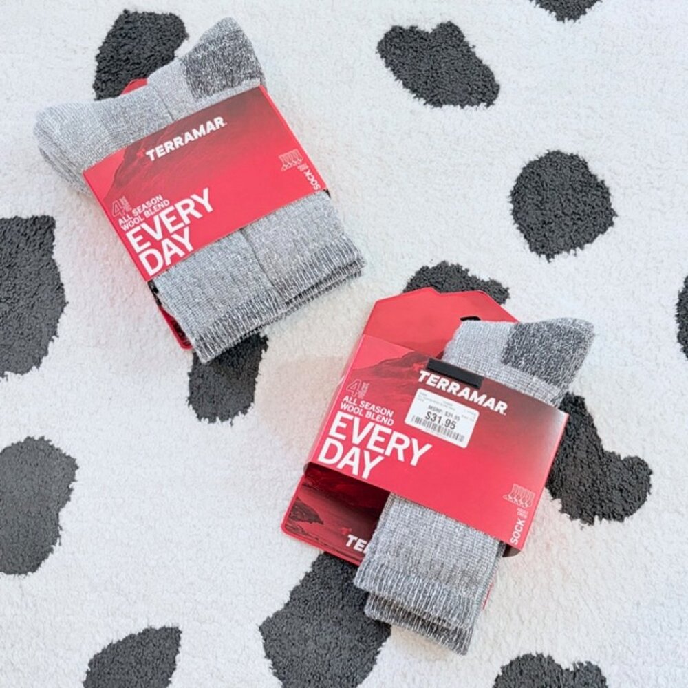 NWT $48 Terramar Adult Large 6 Pack Crew Socks Every Day All Season Wool Blend